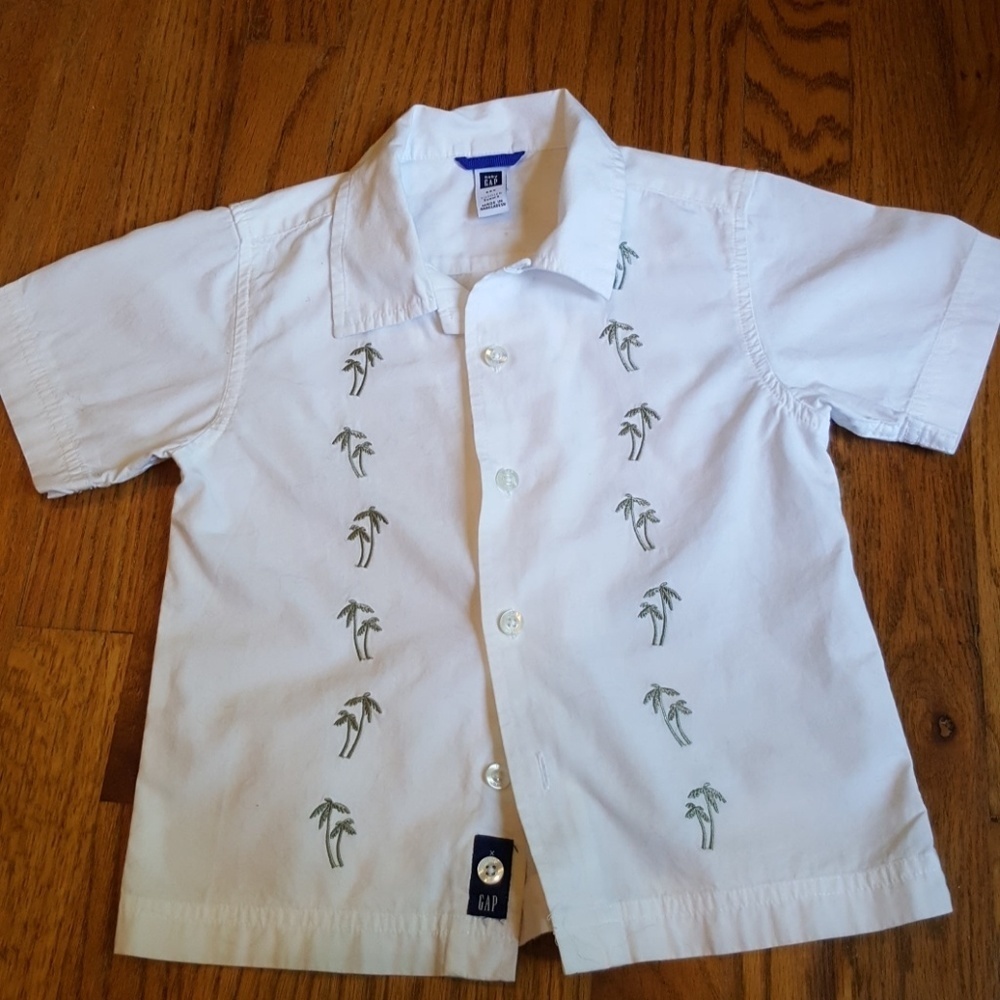 Baby Gap Hawaiian tropical beach white shirt
